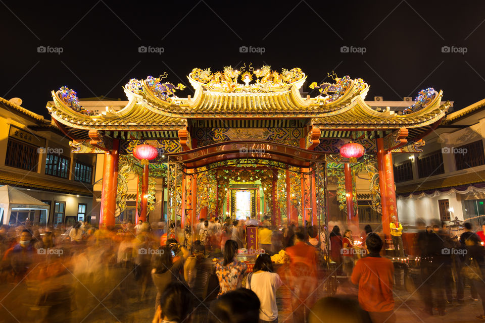 Chinese temple at night