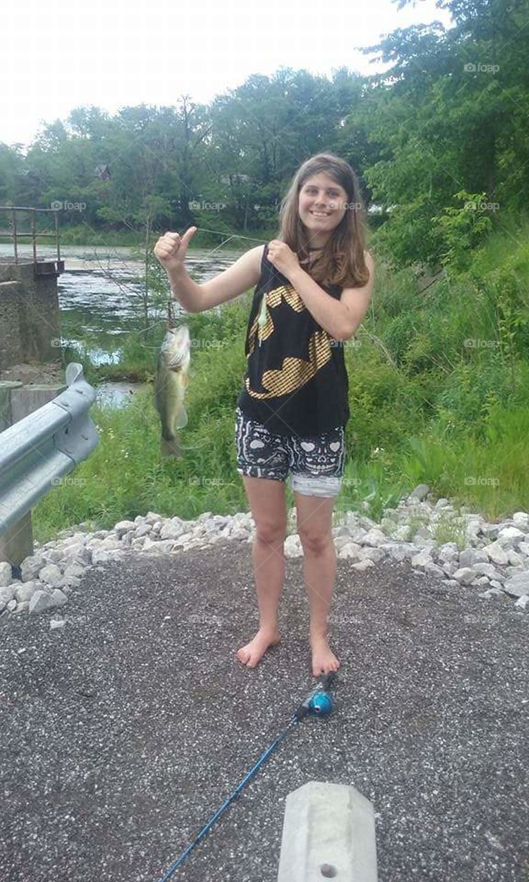 First catch of the day.Enjoying the moment.