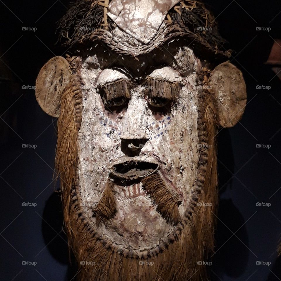 african mask at fondation barbier muller geneva