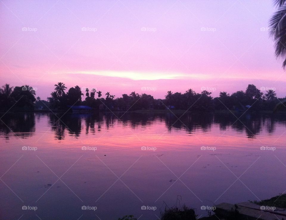 sunset in the backwaters India
