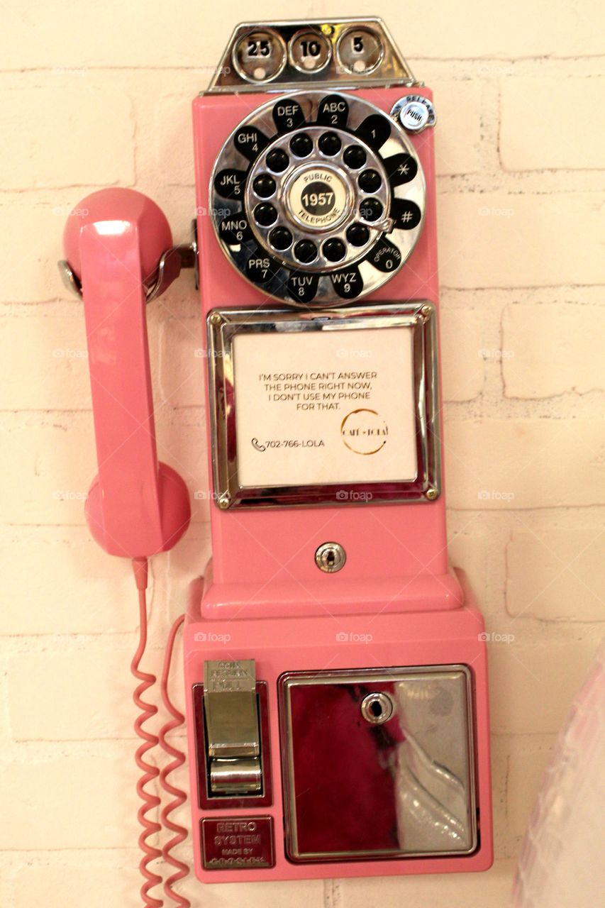 pink vintage telephone