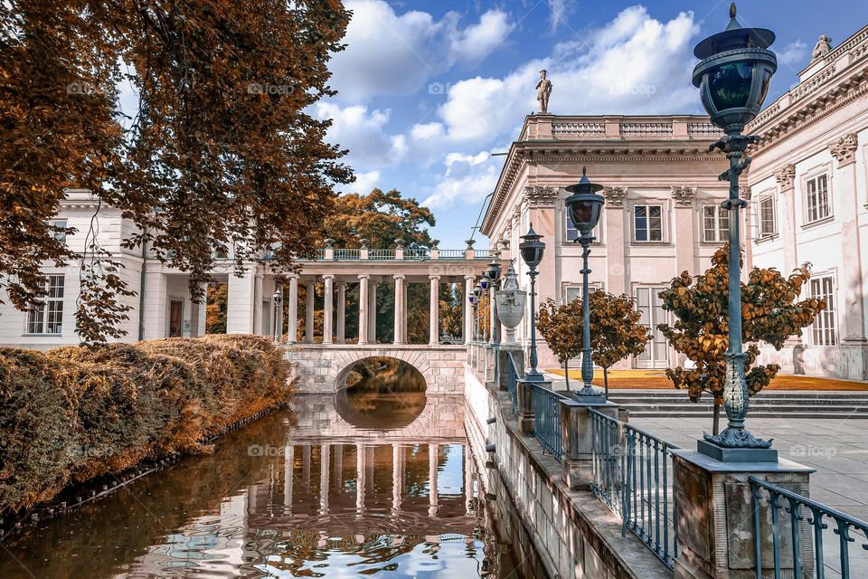 Park with the lake in Warsaw in Poland