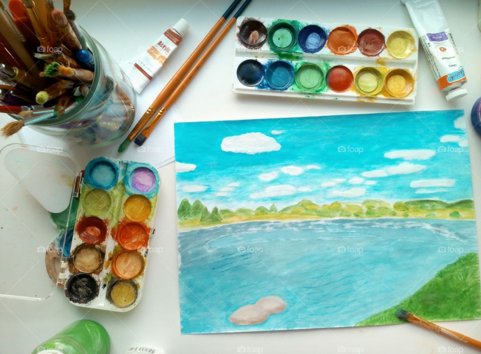 painting lake