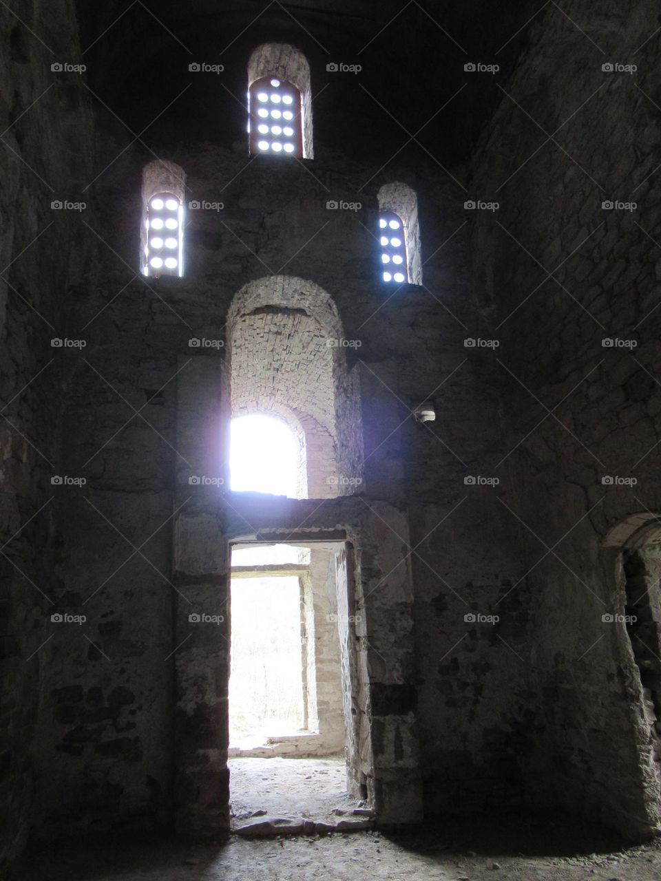 ancient dilapidated temple in the Caucasus in Russia