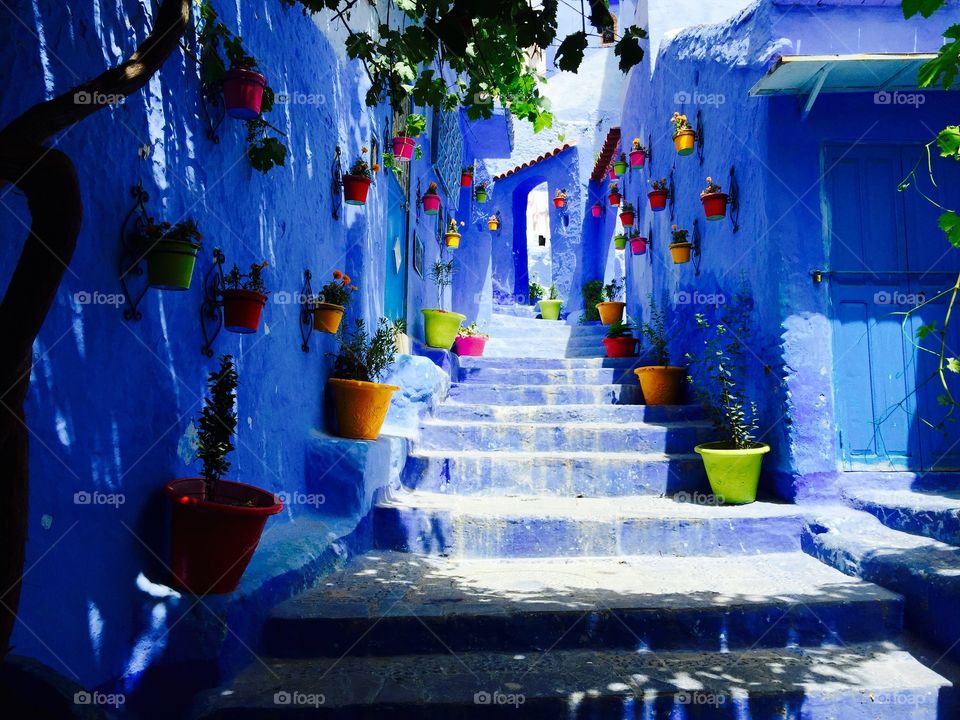 Blue staircase in chefchaouen