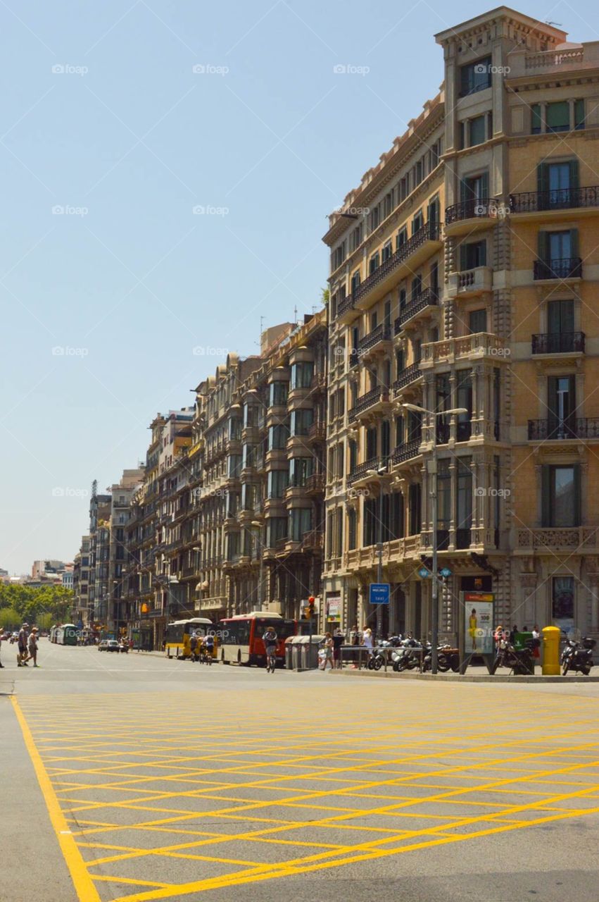 Crossing the streets of Barcelona