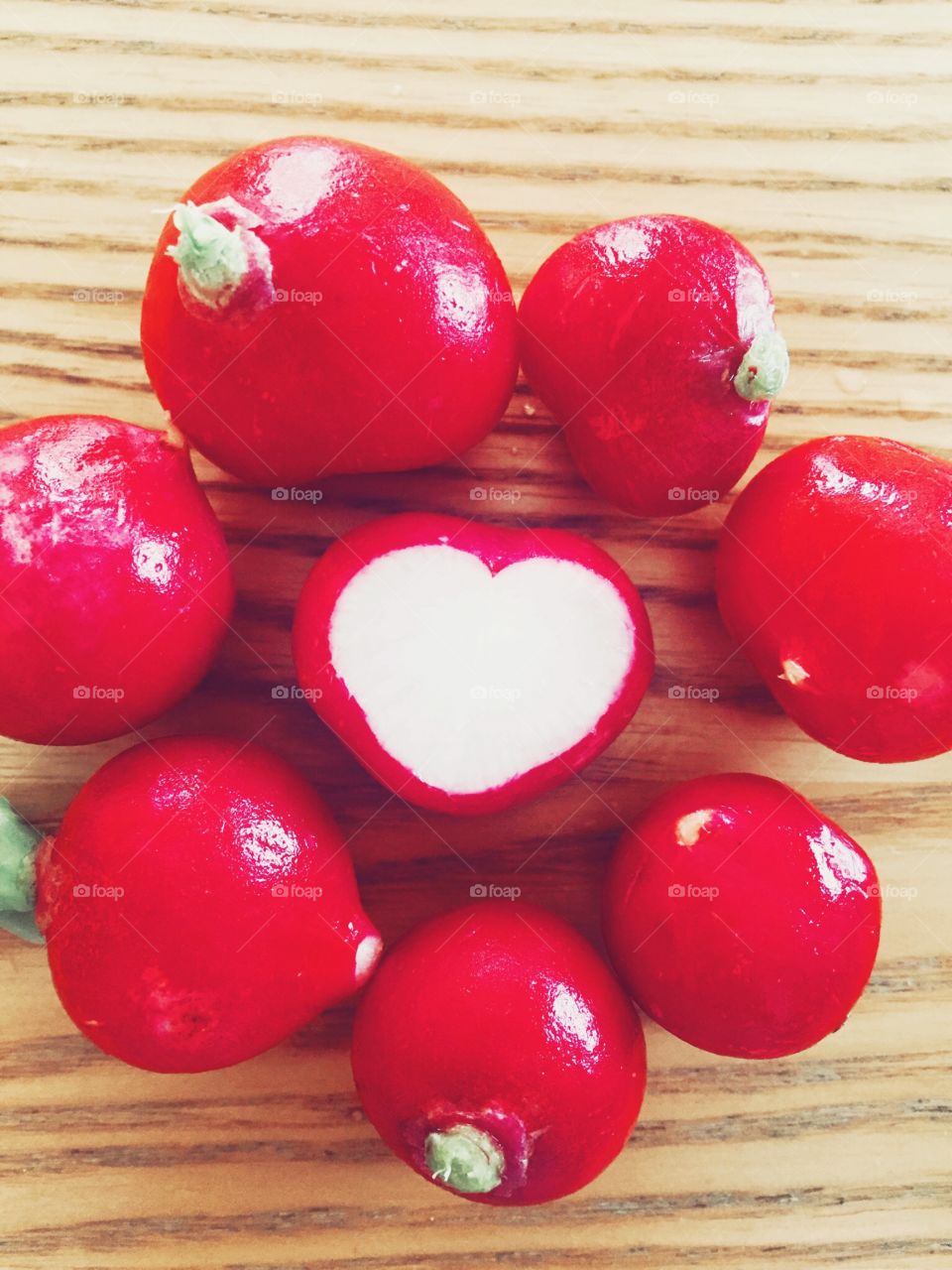 Heart shaped red radish