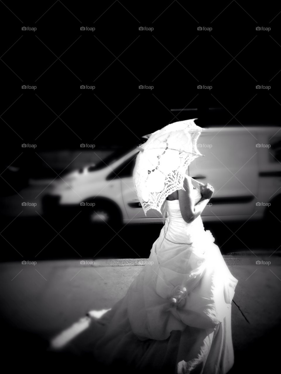 parasol black and white wedding dress street in prague by kikicheeky