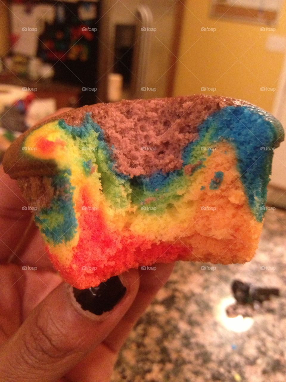 Made these yummy rainbow cakes a while back with my son Zaire.  So yummy.
