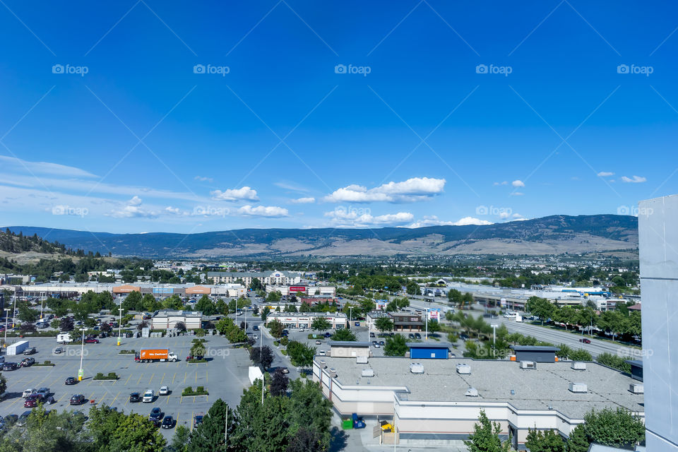 City of Kelowna and mountains landscape