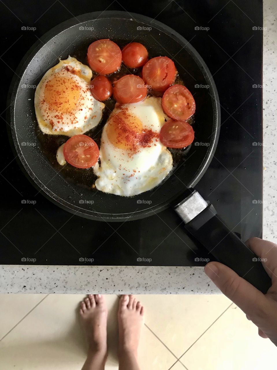 Prepping breakfast 