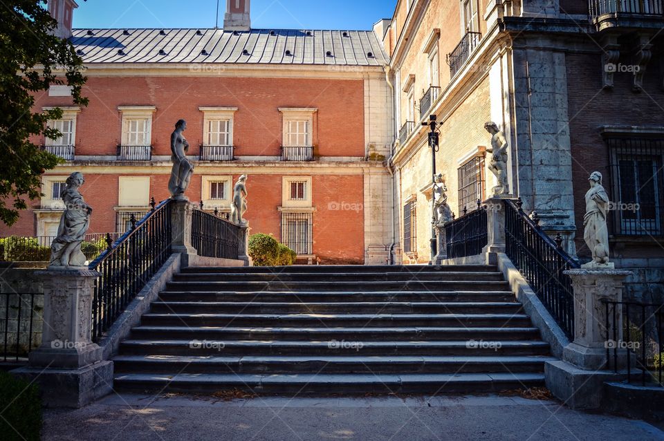 Stairway leading towards palace, Aranjuez, Spain