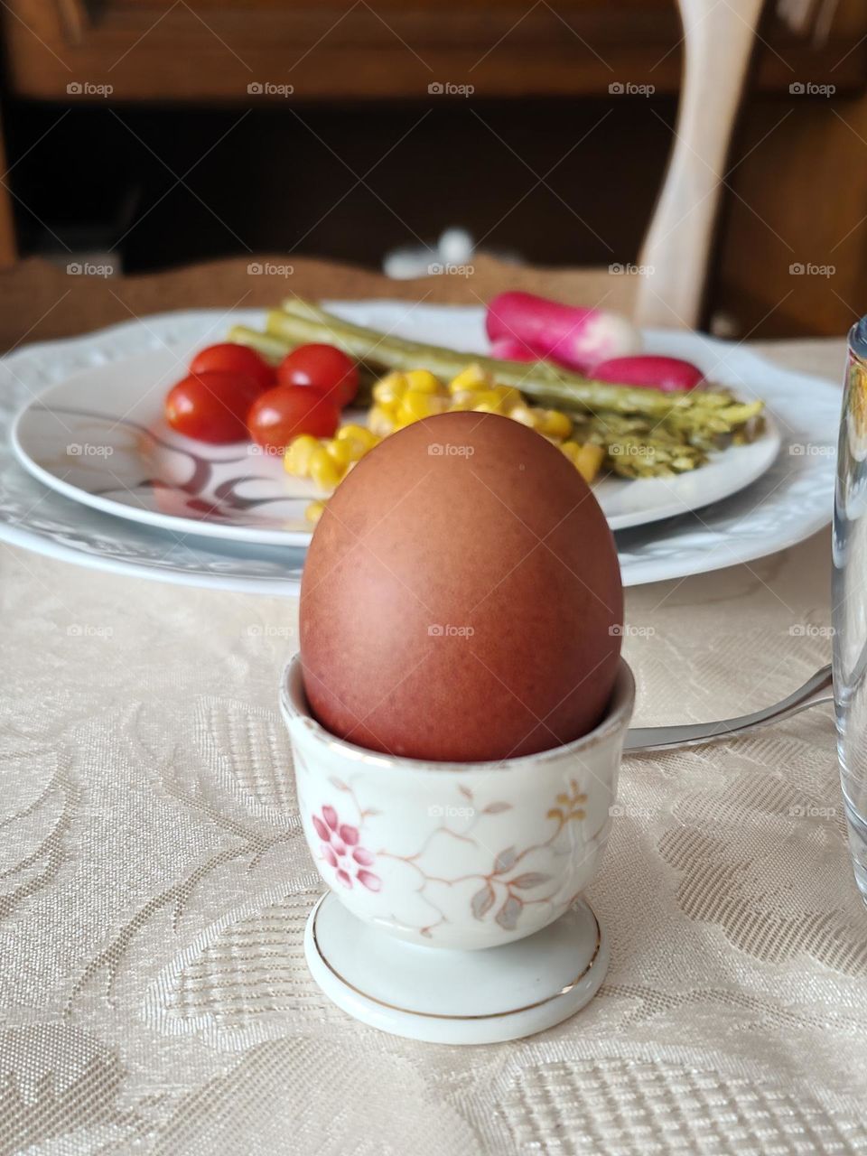 Easter meal with egg