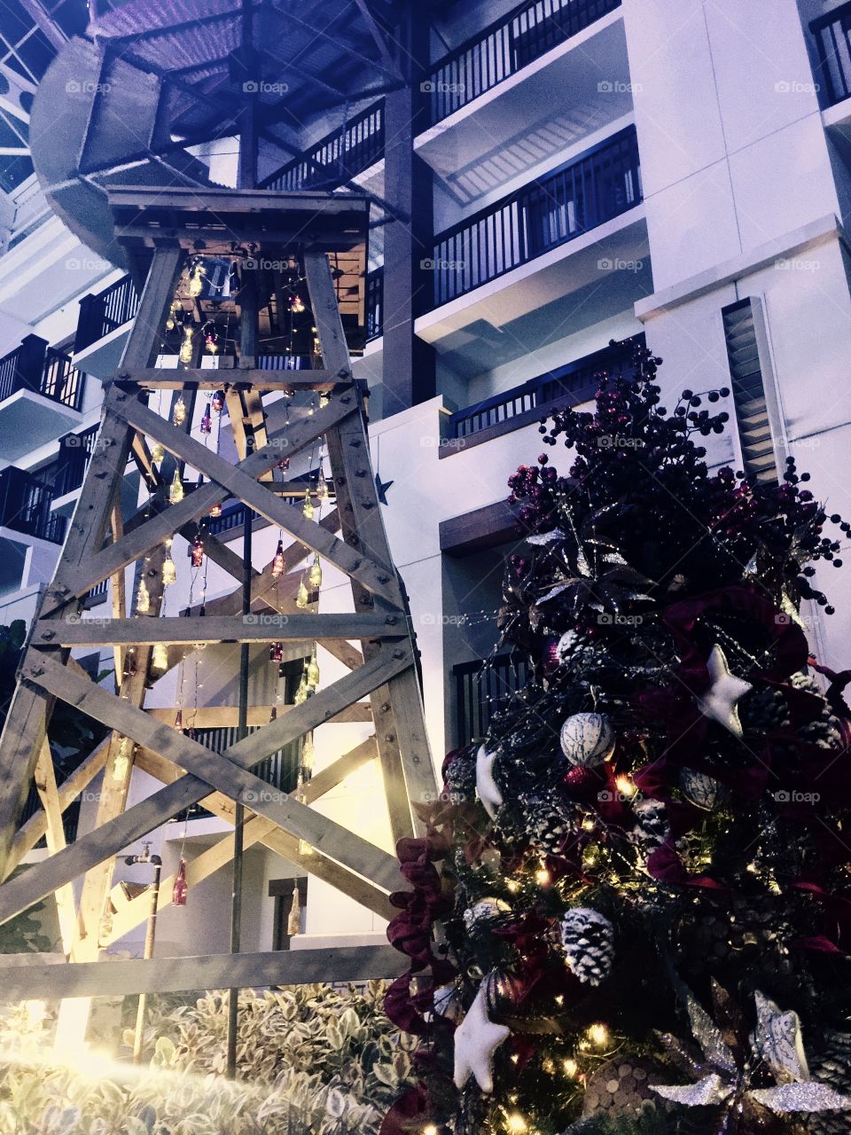 Christmas windmill and tree at the Gaylord Texan 