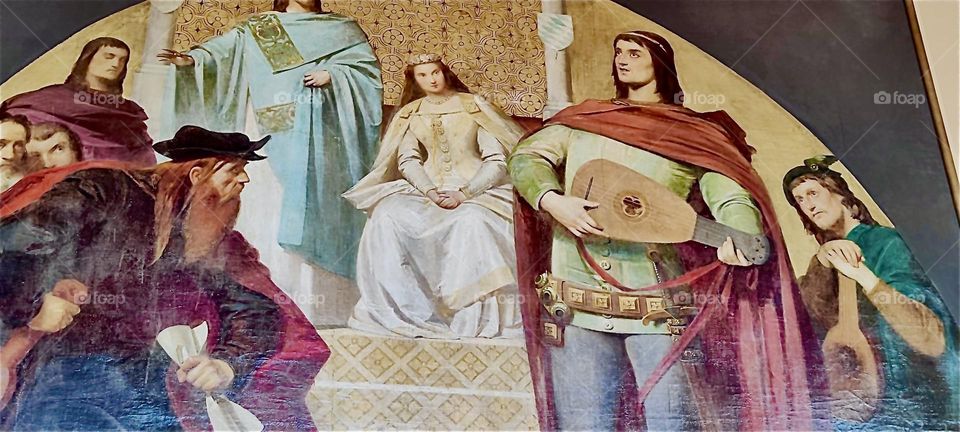 This painting by “Karl von Piloty” entitled “Minstrels’ Contest at Wartburg” hangs in the “Reading Room” of the “Maximilianeum” in “Munich” that otherwise houses the “Bavarian State Parliament”. 2024. Hypnotic Productions