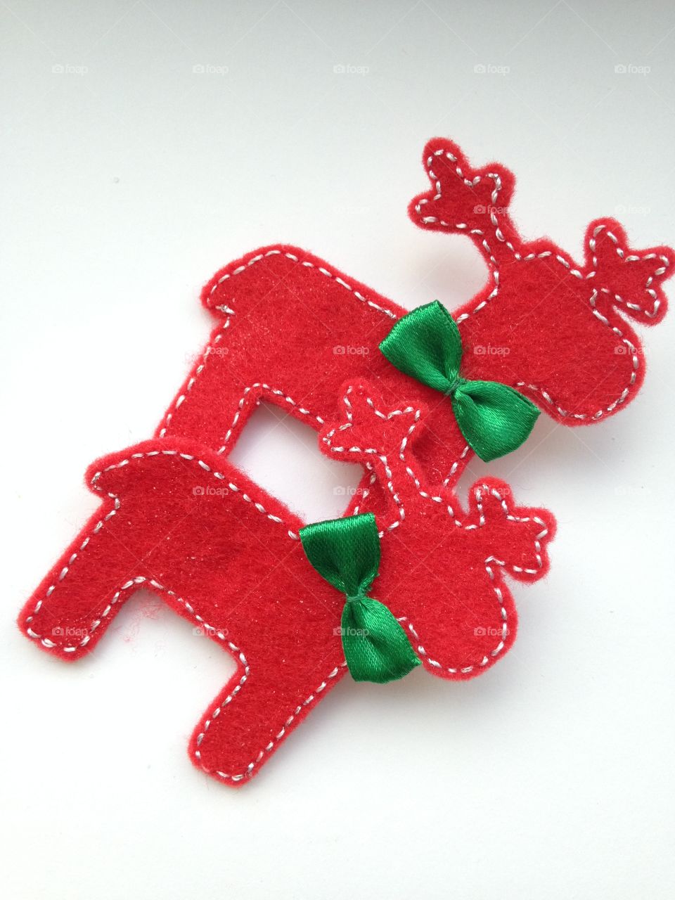 Handmade Red felt reindeers 