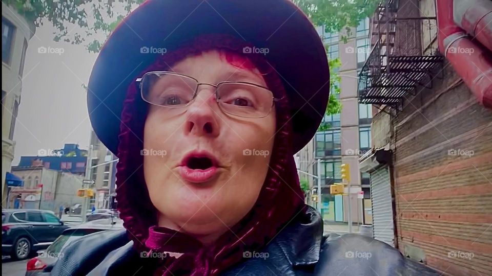 I, “Petra Schiller” a.k.a. “Maxine Firefox” a.k.a. “Maximiliane Feuerfuchs” am dancing, prancing and living it up while I still can on “Waverly Av” in “Fort Greene”, Bklyn. 2022. Hypnotic Productions