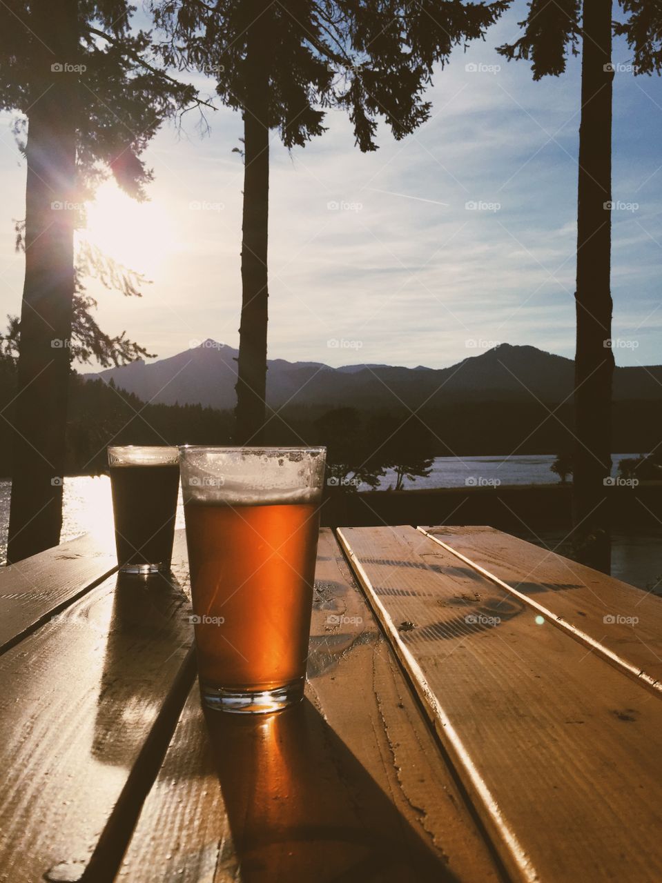 Drinking glass on table