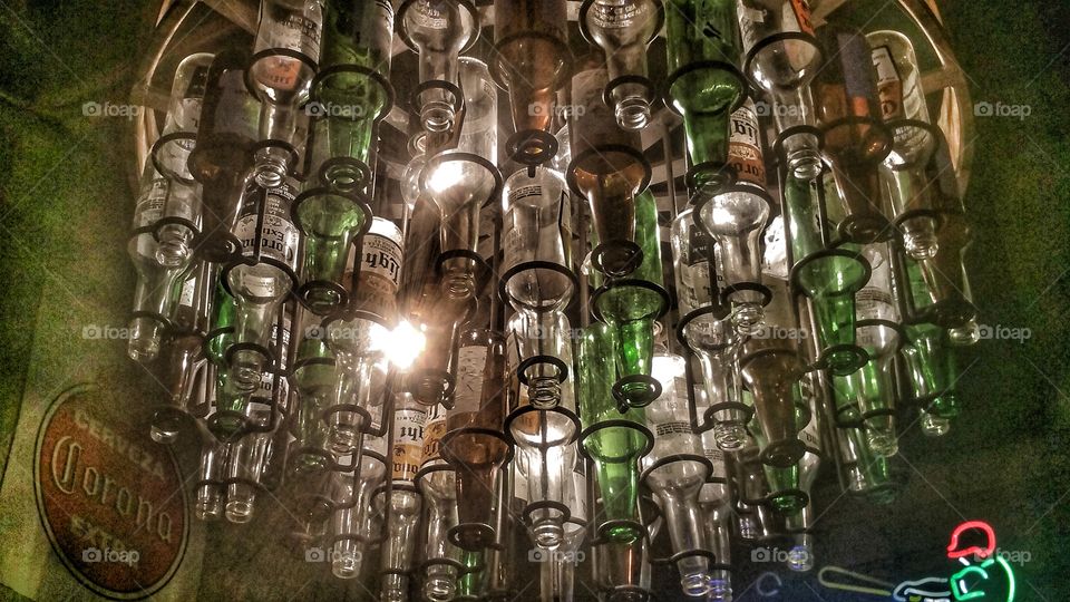 Beer Bottle Chandelier