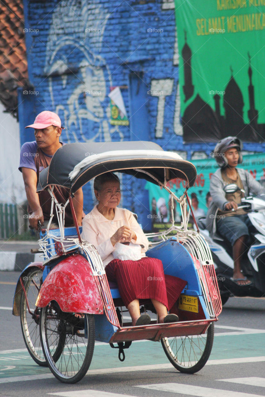 Becak transportasi di Jogjakarta