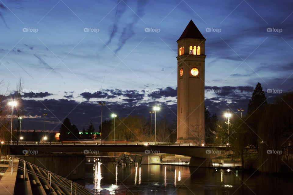 Illuminated clock tower