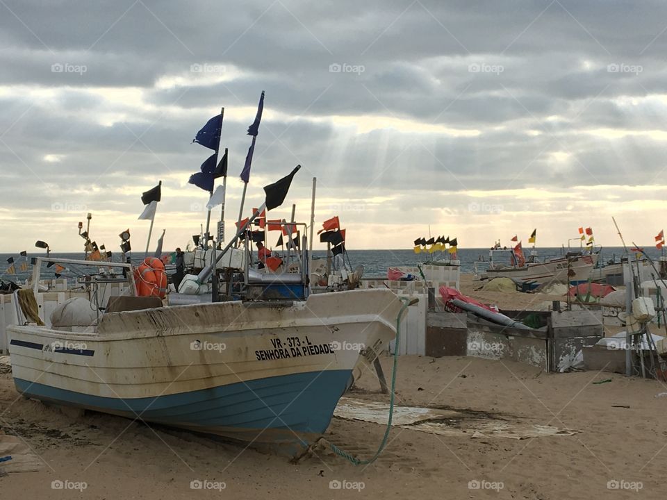 Fishing boats on beach