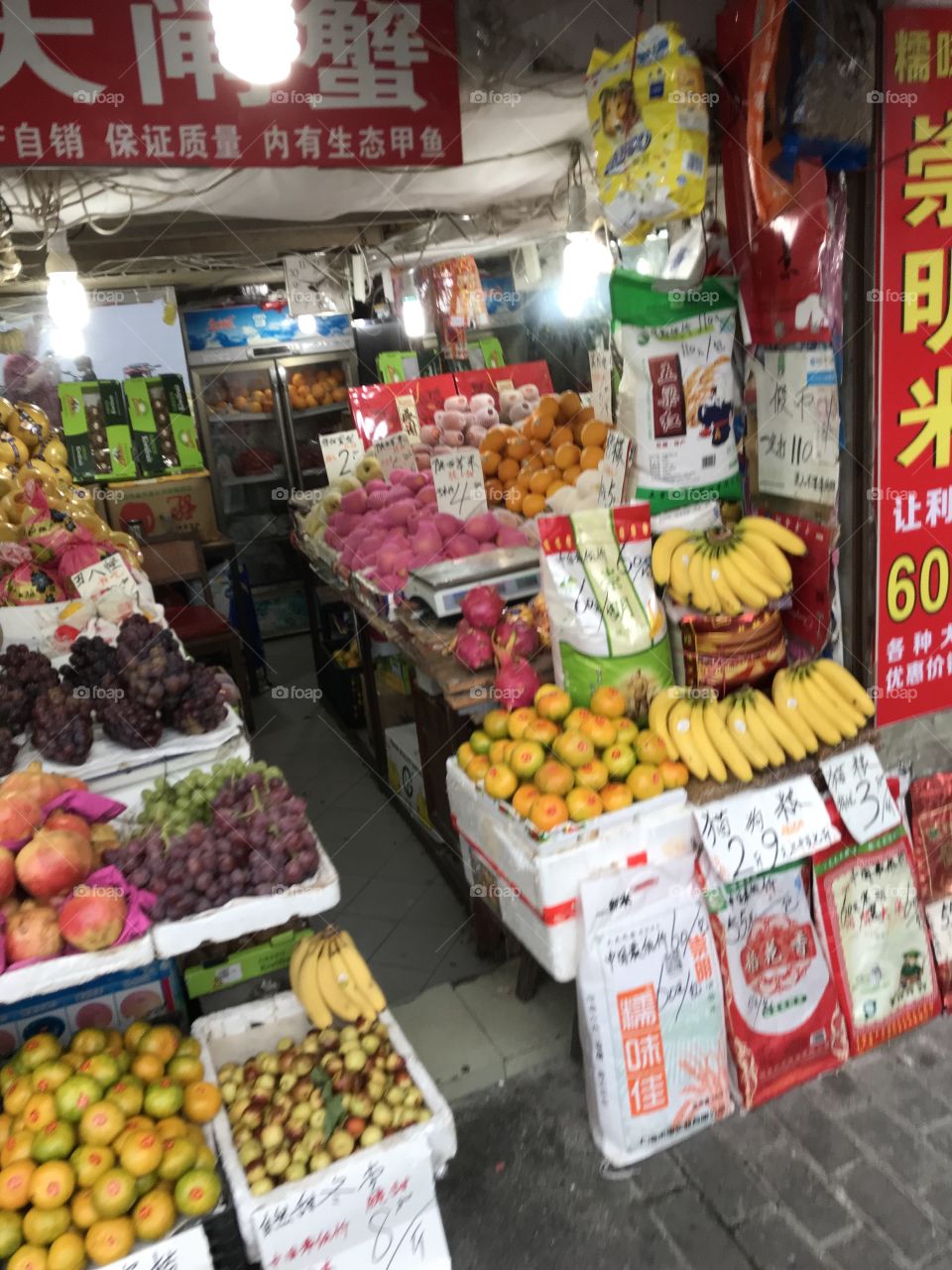 Fruit shop on the street in Puxi, Shanghai- enjoy all sort of interesting fruit