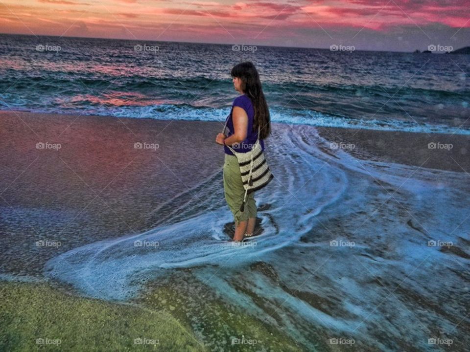 beach ocean woman water by EthaNox