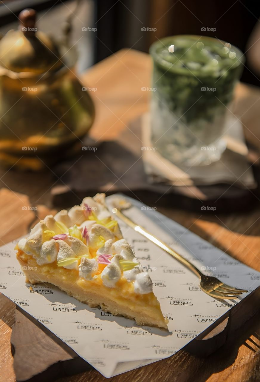 Delicious cake with pastel cream