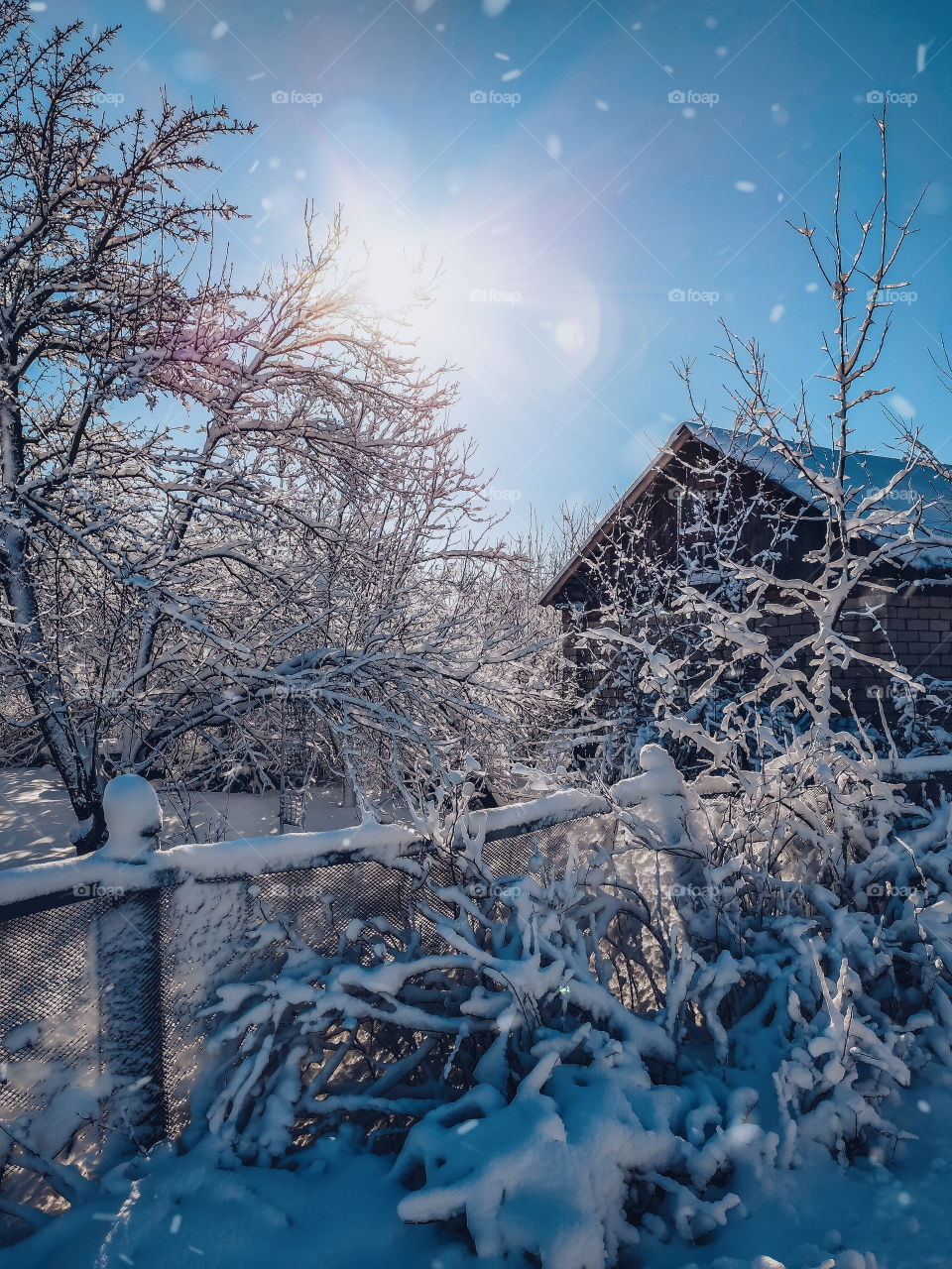 Russian village in winter time