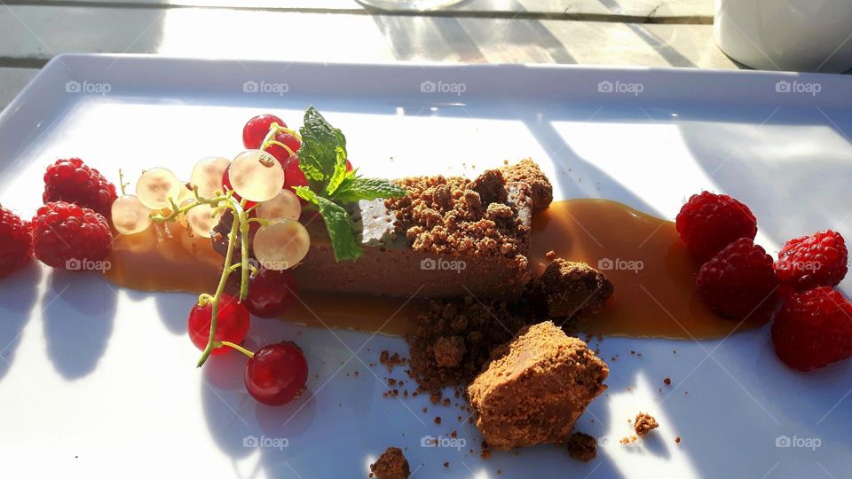 Chocolate dessert on a plate