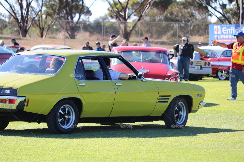 Vintage classic car, car show festival and rally outdoors 