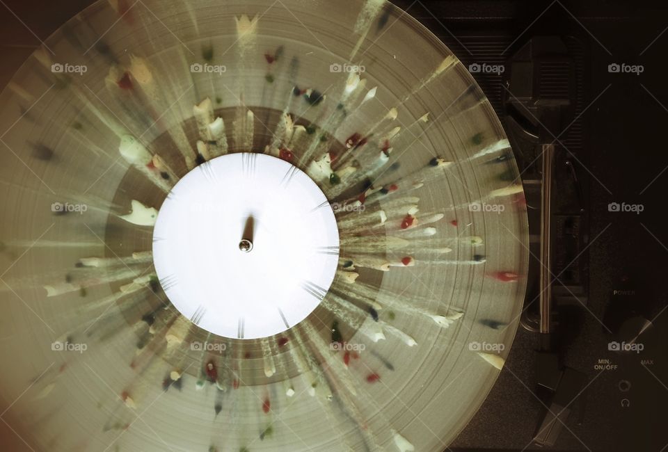 see through vinyl record on turntable 