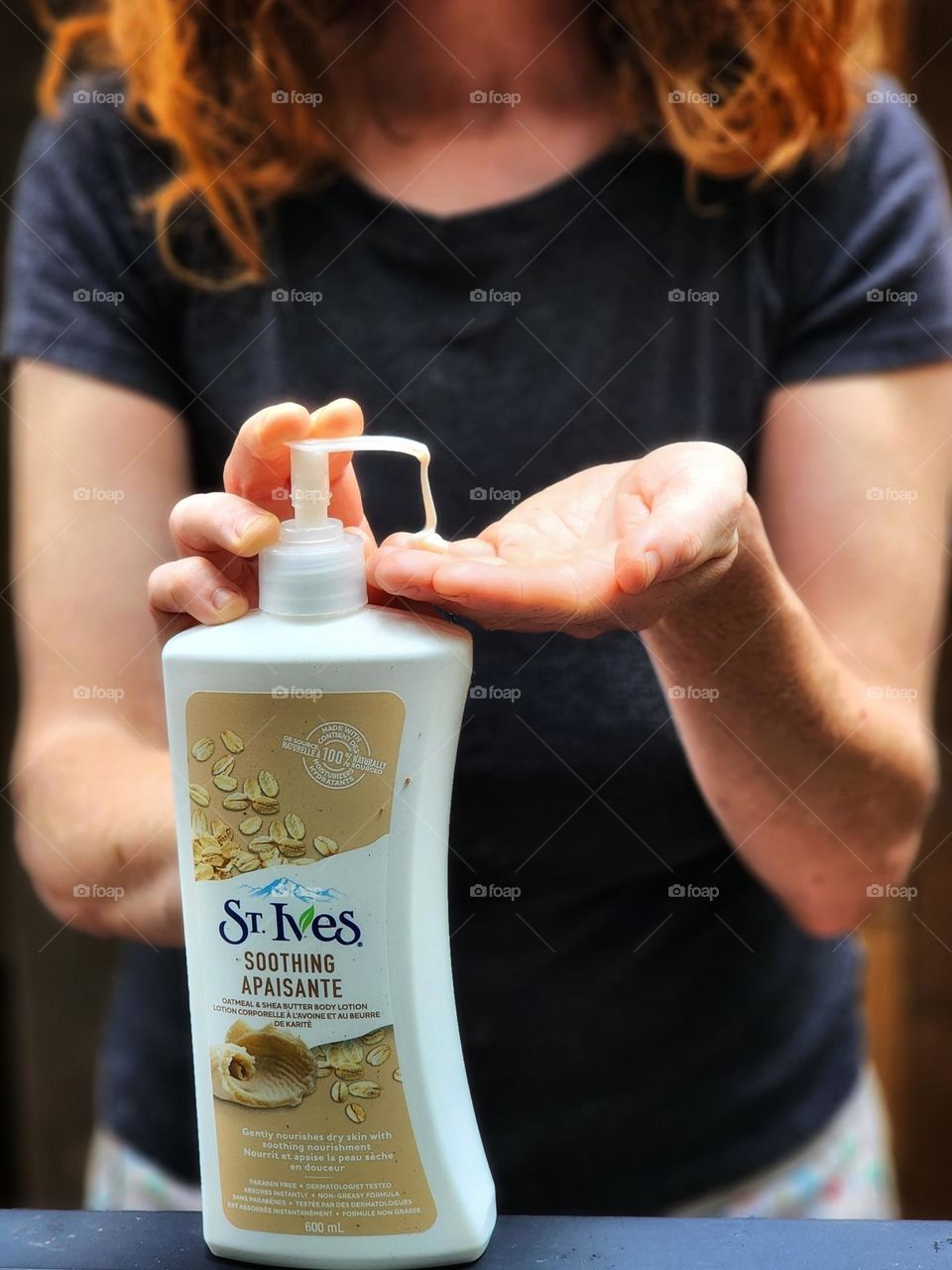 Using St. Ives oatmeal and Shea butter body lotion.