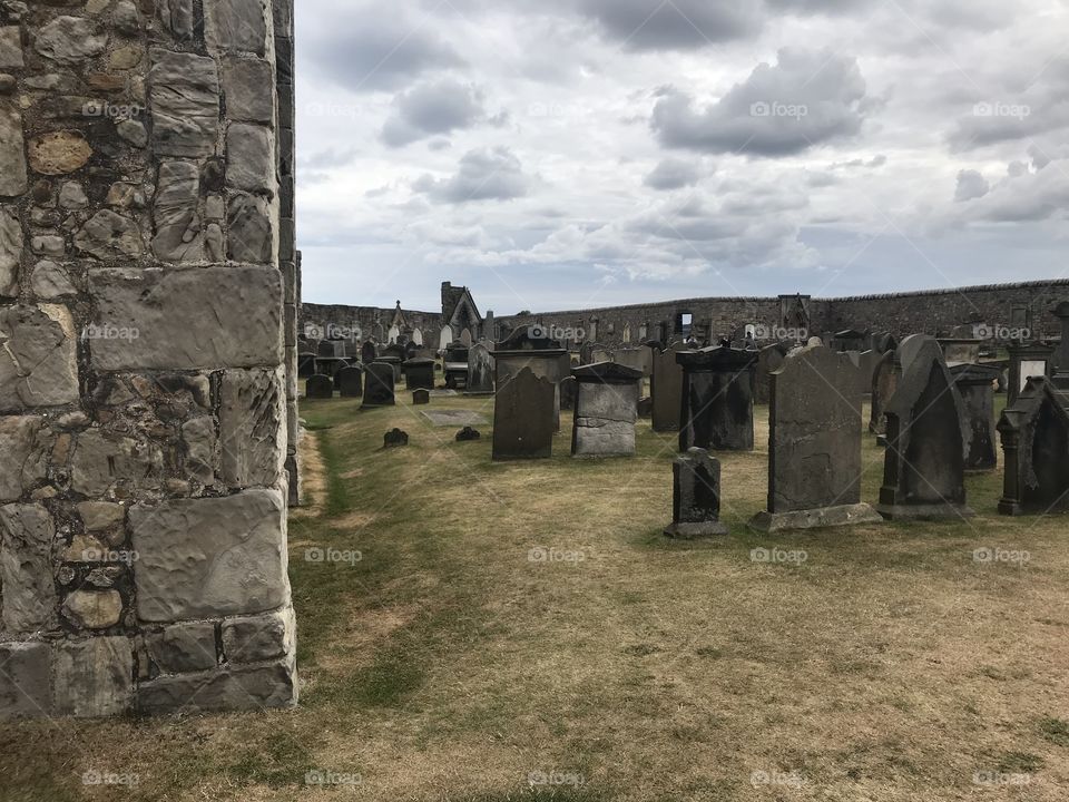 Cathedral cemetery in St. Andrews Scotland 