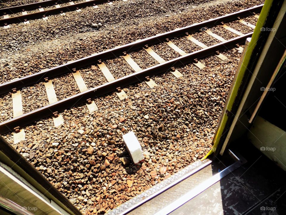 Train doors between the rails