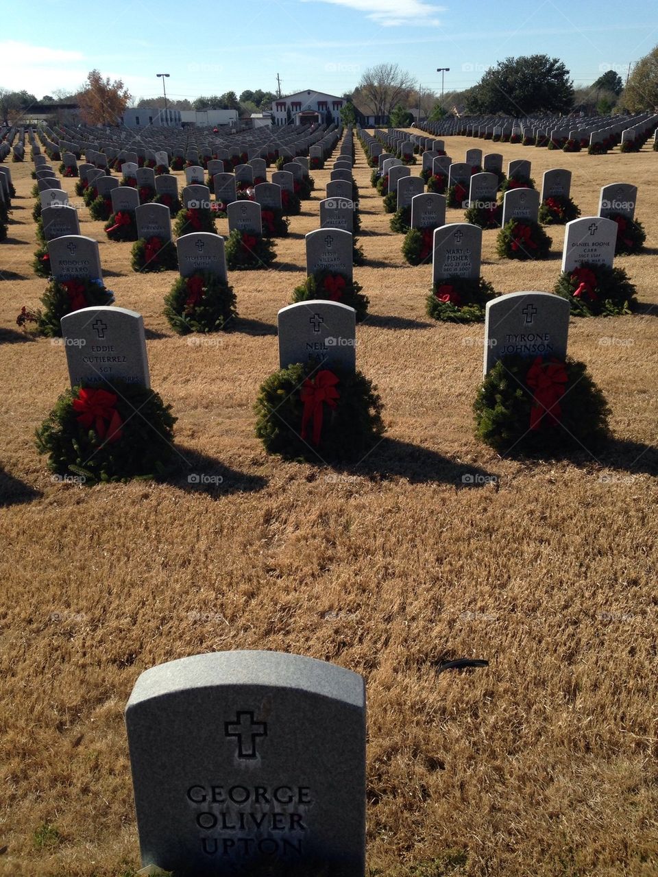 Veteran's cemetery at Christmas