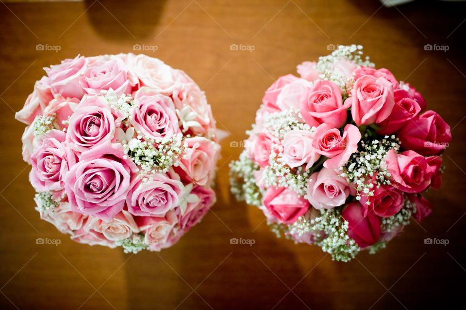 Wedding bouquets pink roses 