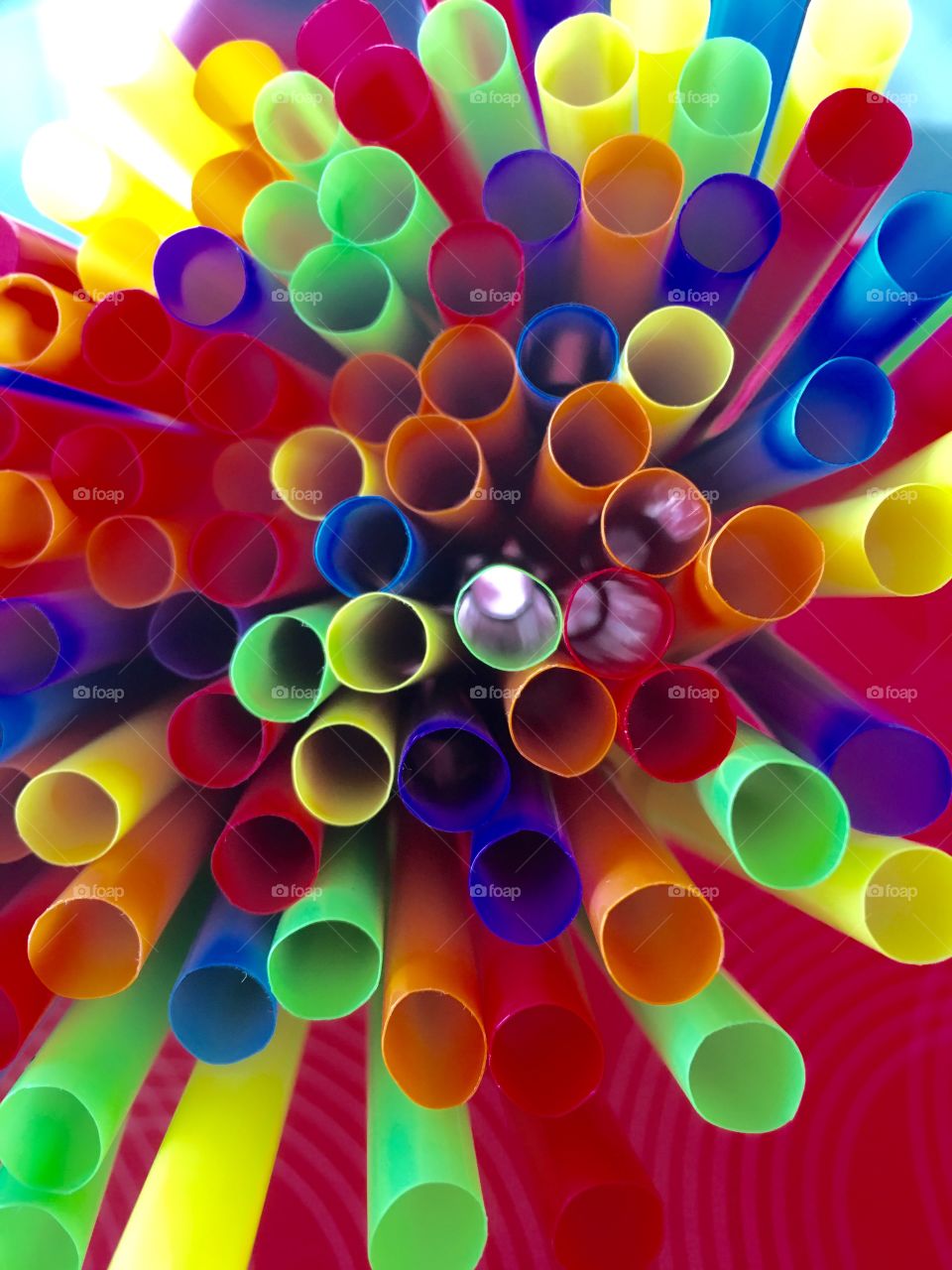 Colorful drinking straws bundle abstract