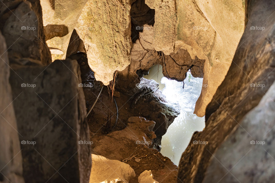 Underground stream spotted in a cave in Malaysia