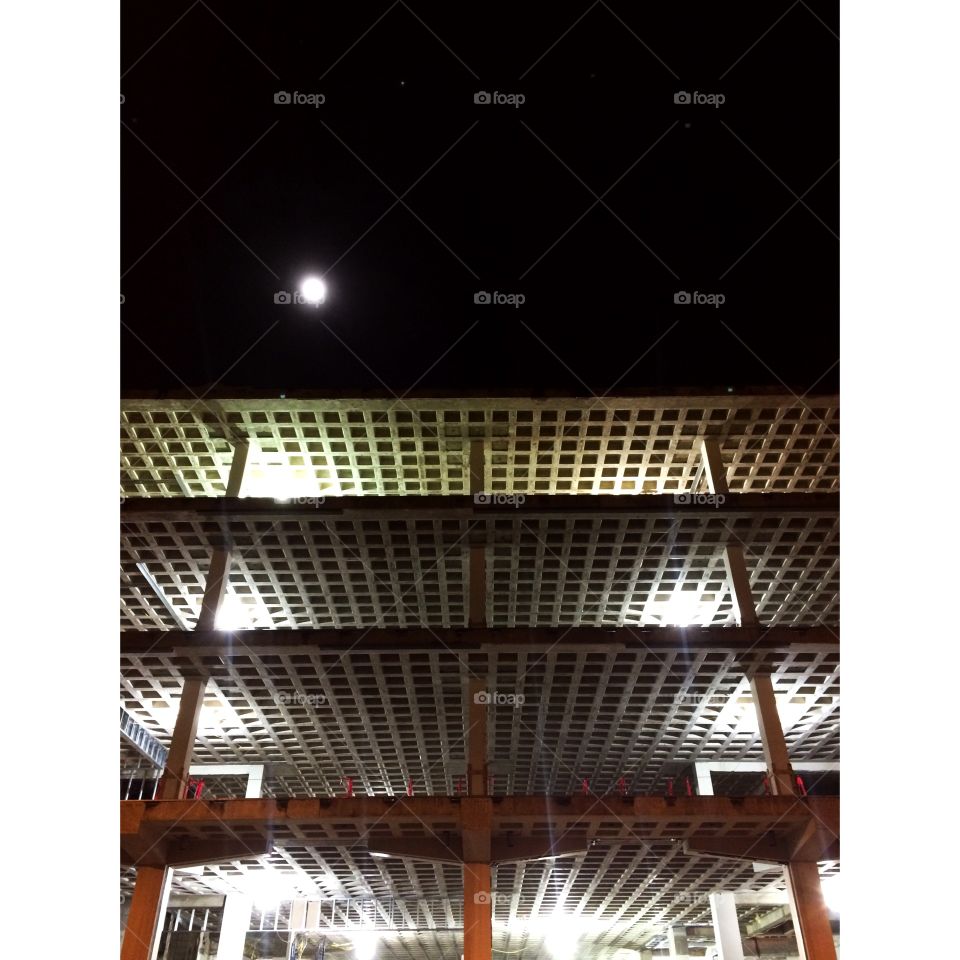 Evening geometric architecture full moon night light brights 