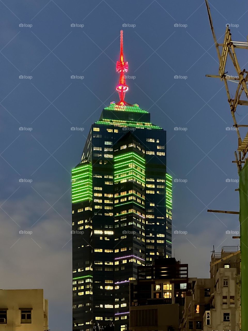 Night building Hong Kong 