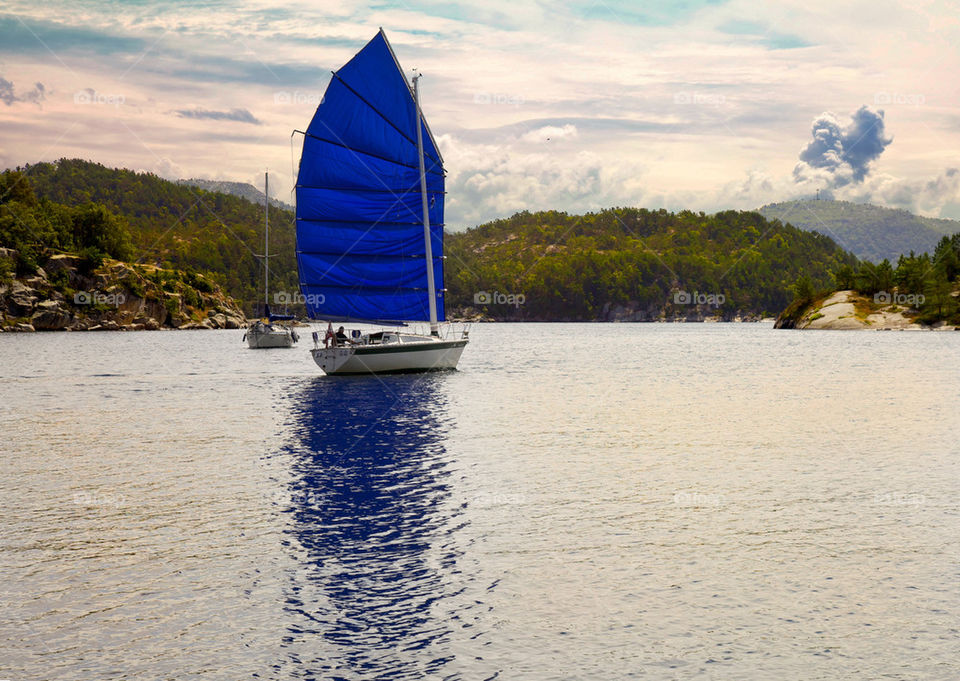 Sailboat sailing in sea