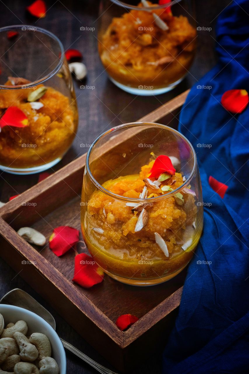 Indian dessert made with fresh carrots, it's called halwa.
