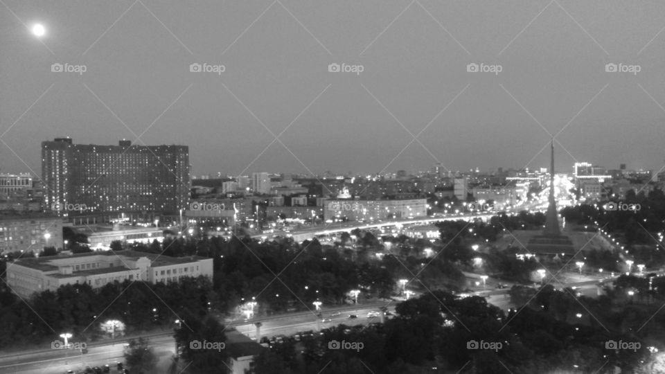 Black and white Moscow . This picture was taken from the Ferris wheel in Moscow 