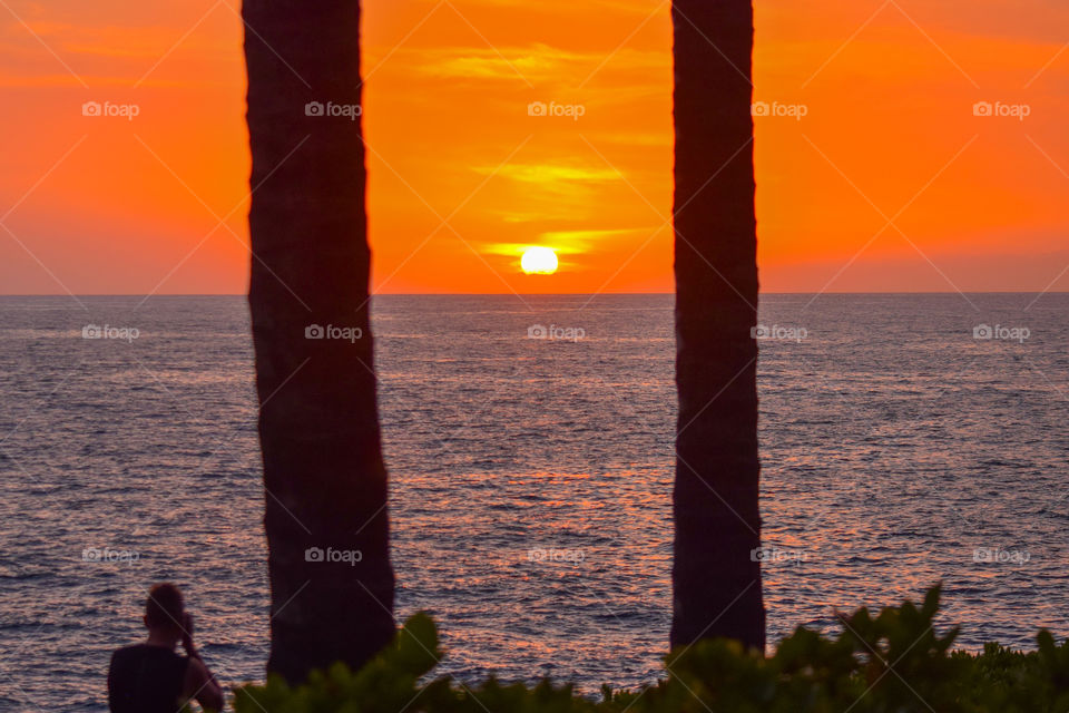 Sunset in Hawaii beach