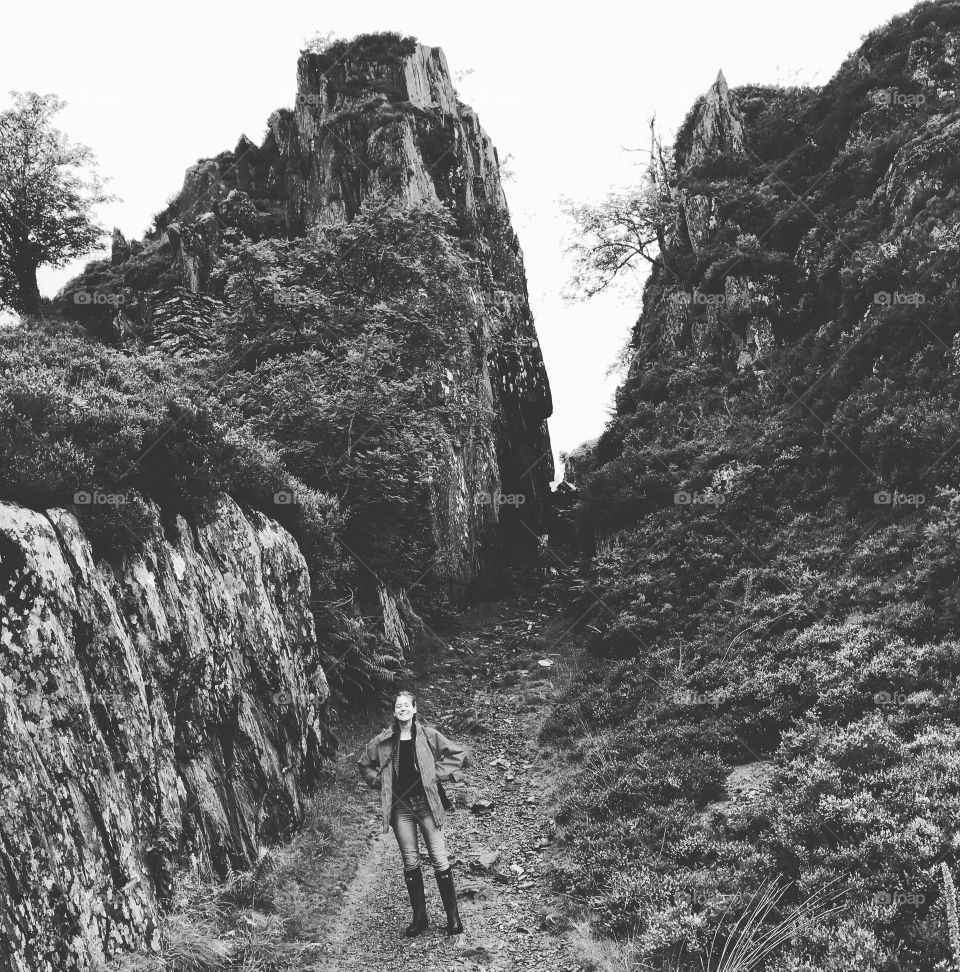 Dramatic drop and meandering path in Wales