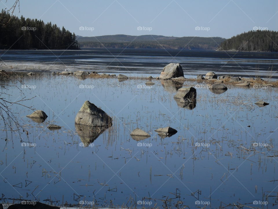 stones and lake