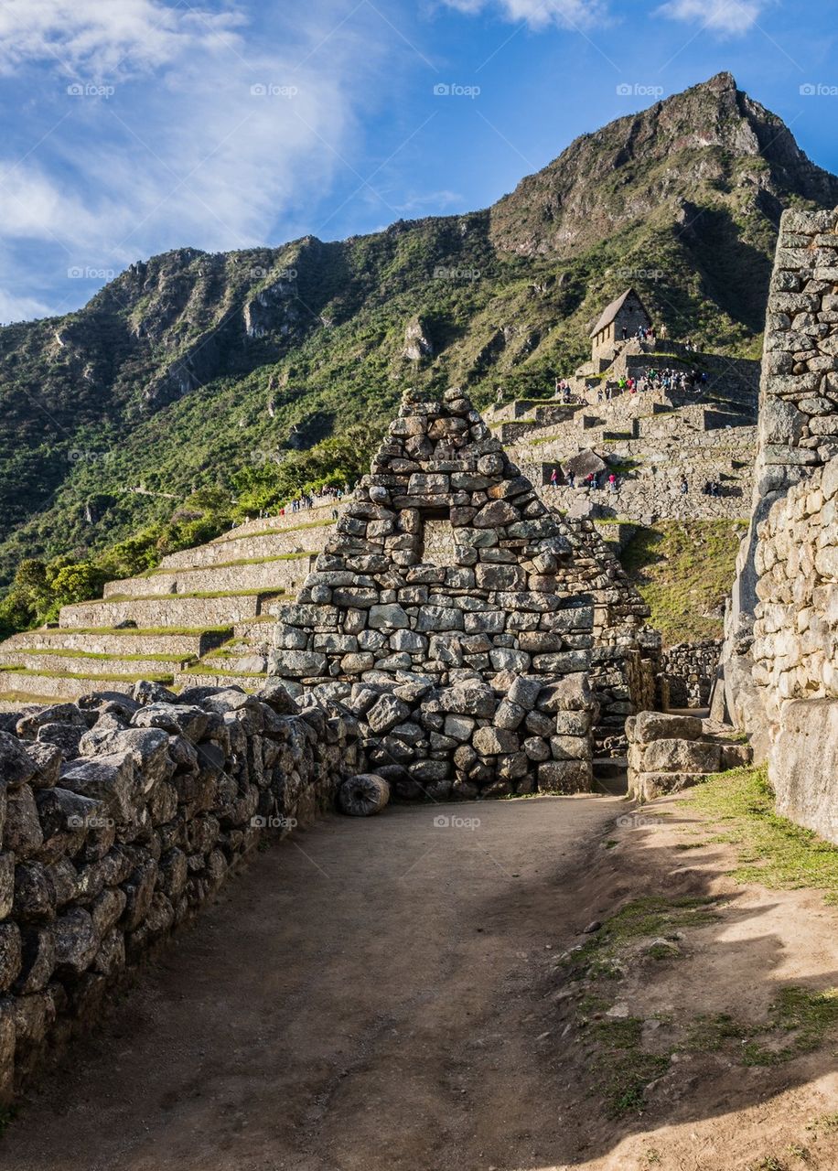 Low angle view of machu picchu