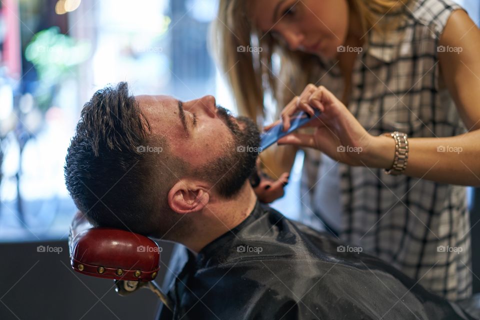 Relaxing at the barbershop 